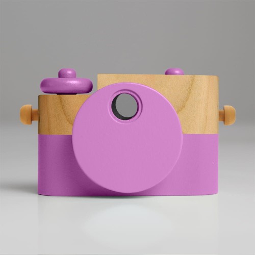 Drewniany aparat fotograficzny - różowy