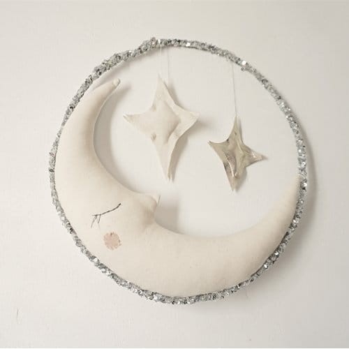 Zawieszka Księżyc z gwiazdą -kość słoniowa/srebrny/jasny złoty