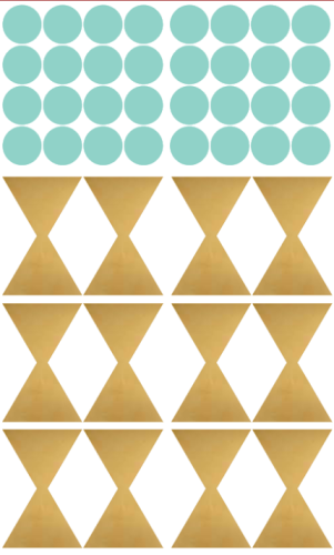 Naklejki ścienne kokardki i kropki - złote/miętowe