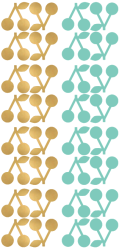 Naklejki ścienne wisienki - złote/miętowe