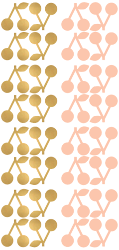 Naklejki ścienne wisienki - złote/różowe