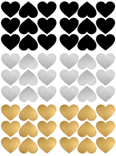 Naklejki ścienne serca - czarne/srebrne/złote