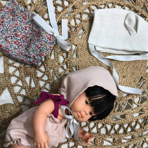 Czapka lniana różowa