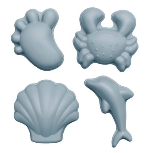 Silikonowe foremki do piasku 4 sztuki - Błękitne - Scrunch moulds - Funkit World
