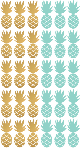 Naklejki ścienne ananasy - złote/miętowe