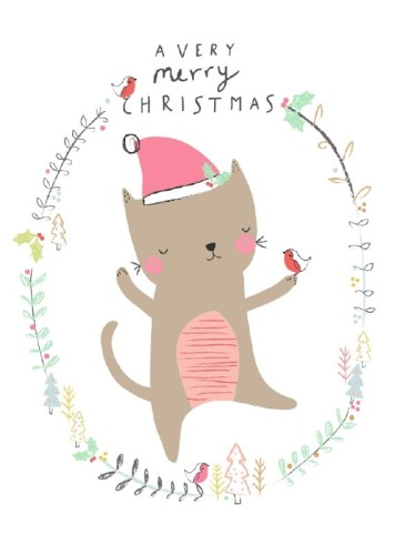 Pocztówka świąteczna - Kot-1