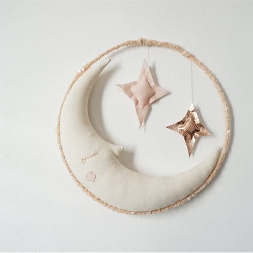 Zawieszka Księżyc z gwiazdą - kość słoniowa/pudrowy róż/brąz - BORAMIRI