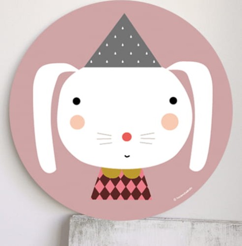 Plakat Różowy królik w czapce - HACIENDO EL INDIO