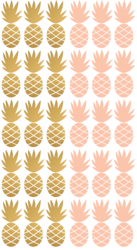 Naklejki ścienne ananasy - złote/różowe