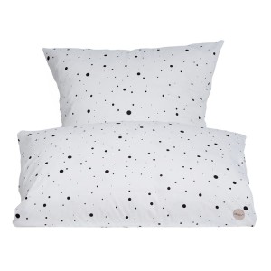 Pościel JUNIOR 100x140 / 40x45 cm - DOT BEDDING White/black- OYOY