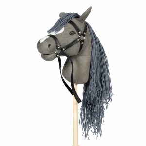 Astrup  - Hobby Horse - Koń na kiju, szary z otwartą buzią - N2024