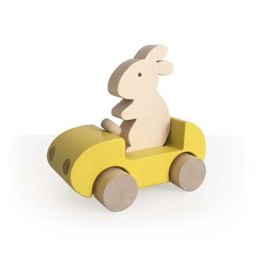 Drewniany królik w aucie - żółty - Briki Vroom Vroom