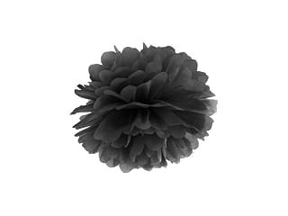 Papierowy pompon - czarny - 25 cm