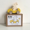 Drewniany królik w aucie - żółty - Briki Vroom Vroom