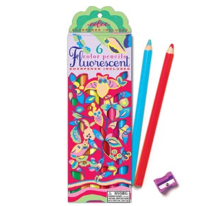 Kredki fluorescencyjne z temperówką Owl 6 szt .- eeBoo