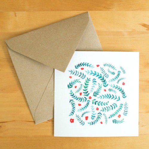 Kartka Teal Leaves