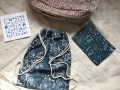Worek-plecak na strój gimnastyczny czy kapcie -Niebieski a z białym kwiatowym rysunkiem - SLOW FASHION CAFE 