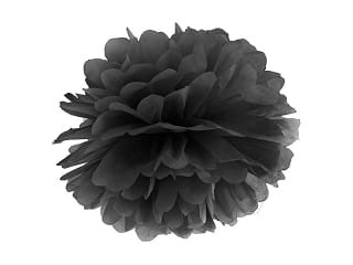 Papierowy pompon - czarny - 35 cm